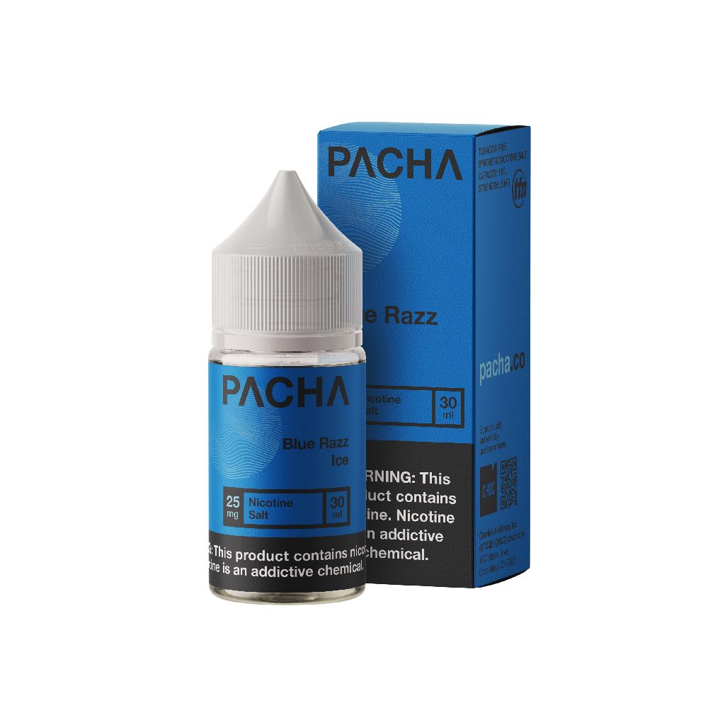 Blue Razz Ice by TFN Pachamama Salt Series (30mL) with packaging