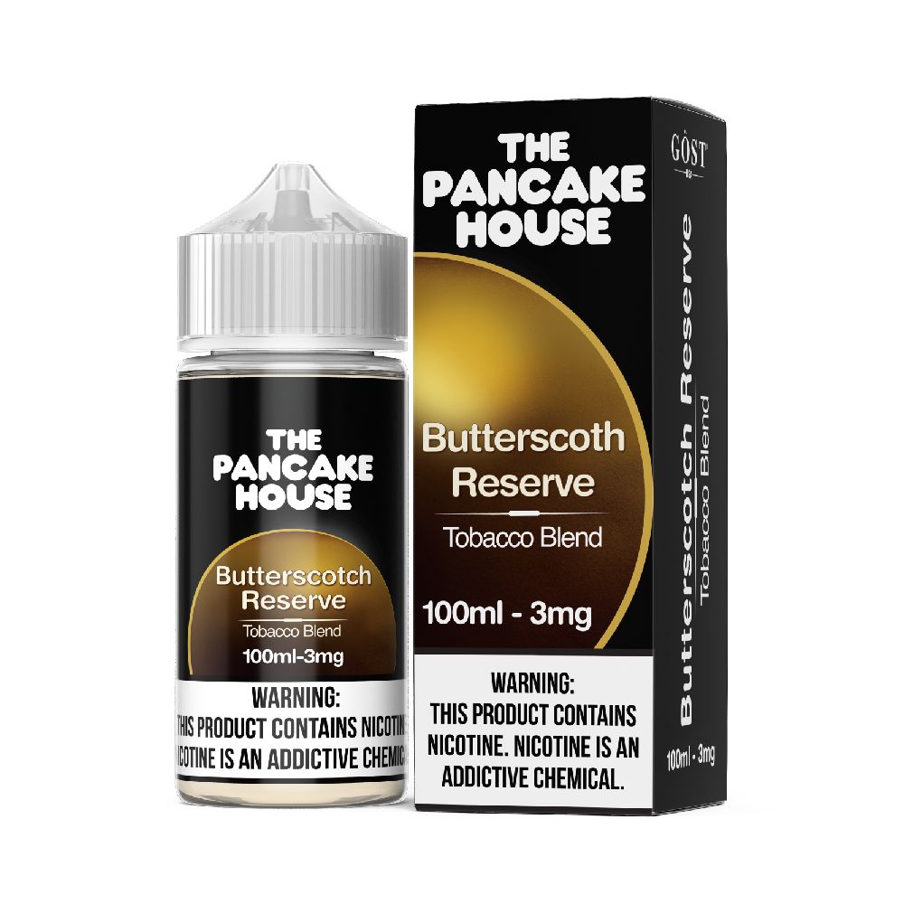 Butterscotch Reserve Pancake House 100mL 3mg with packaging