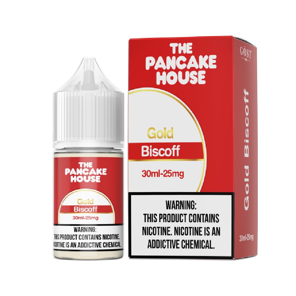 Gold Biscoff Pancake House Salts 30mL 25mg with packaging