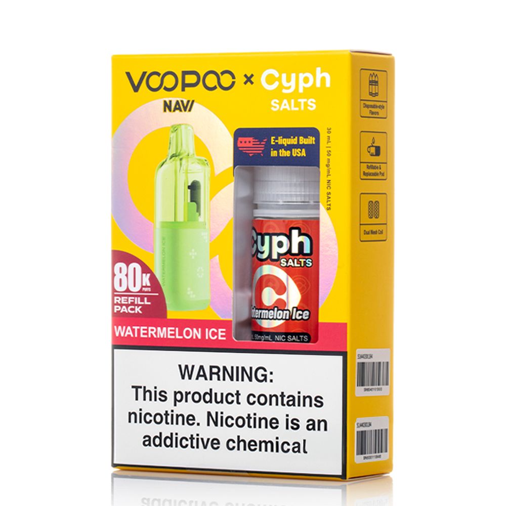 Voopoo Navi 80K Replacement Pod + Cyph Salts 30mL Collab Set watermelon ice packaging
