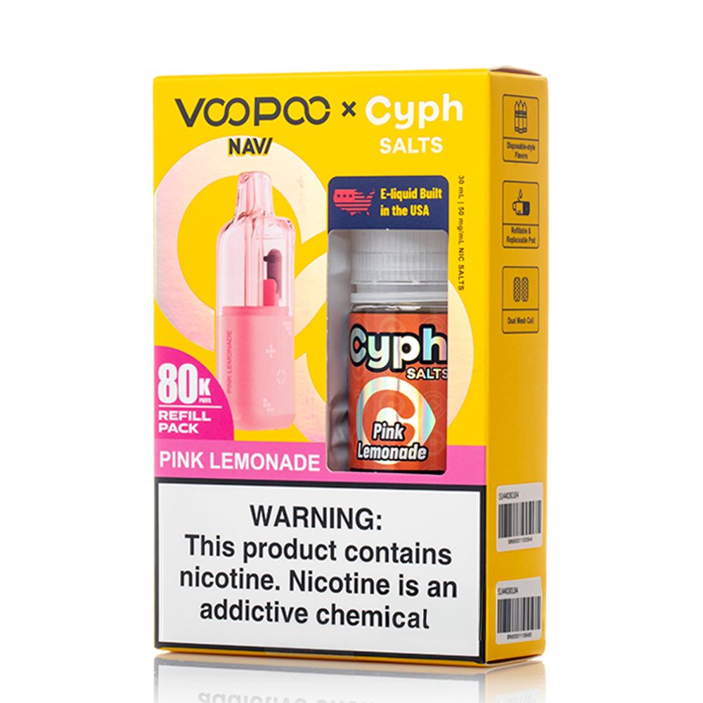 Voopoo Navi 80K Replacement Pod + Cyph Salts 30mL Collab Set pink lemonade packaging