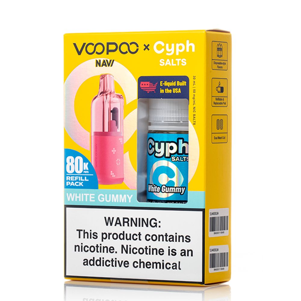 Voopoo Navi 80K Replacement Pod + Cyph Salts 30mL Collab Set white gummy packaging