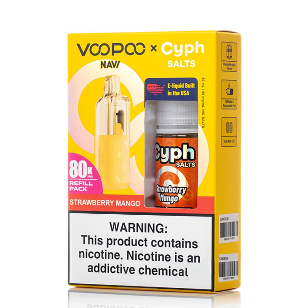 Voopoo Navi 80K Replacement Pod + Cyph Salts 30mL Collab Set strawberry mango packaging