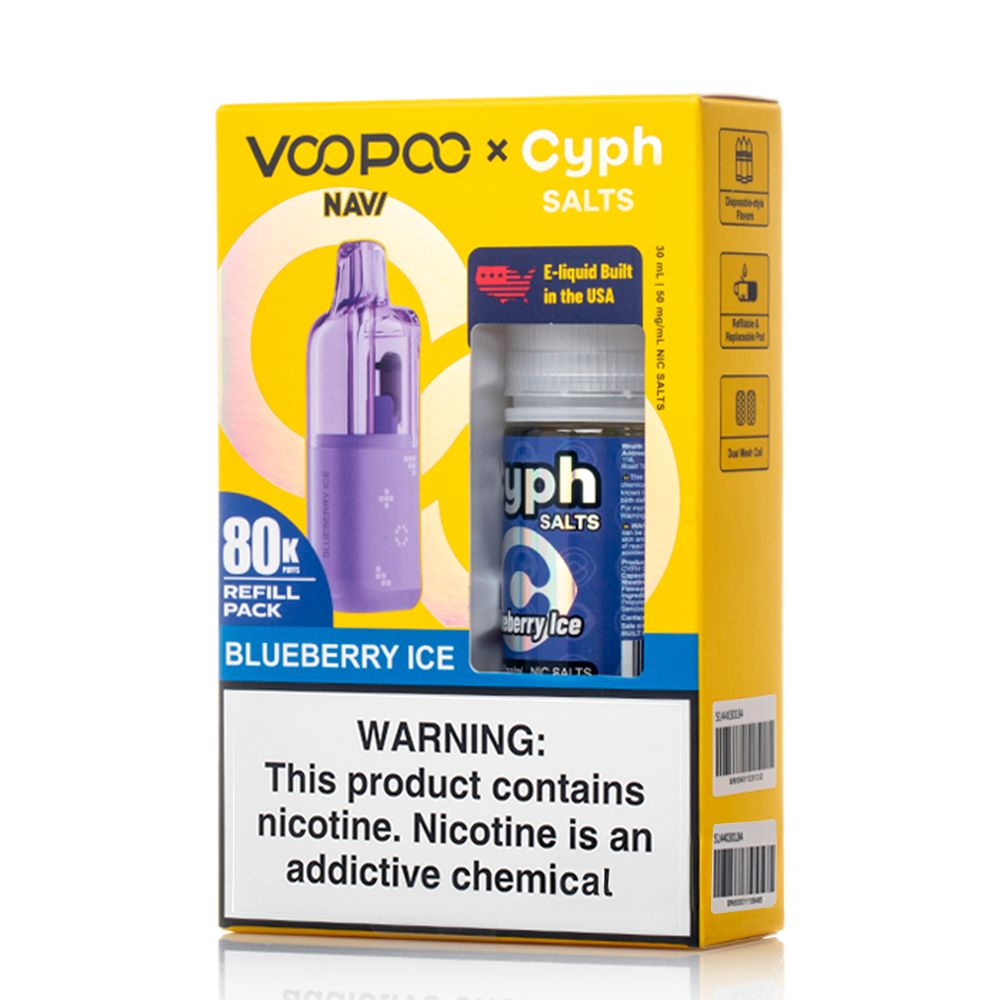 Voopoo Navi 80K Replacement Pod + Cyph Salts 30mL Collab Set blueberry ice packaging