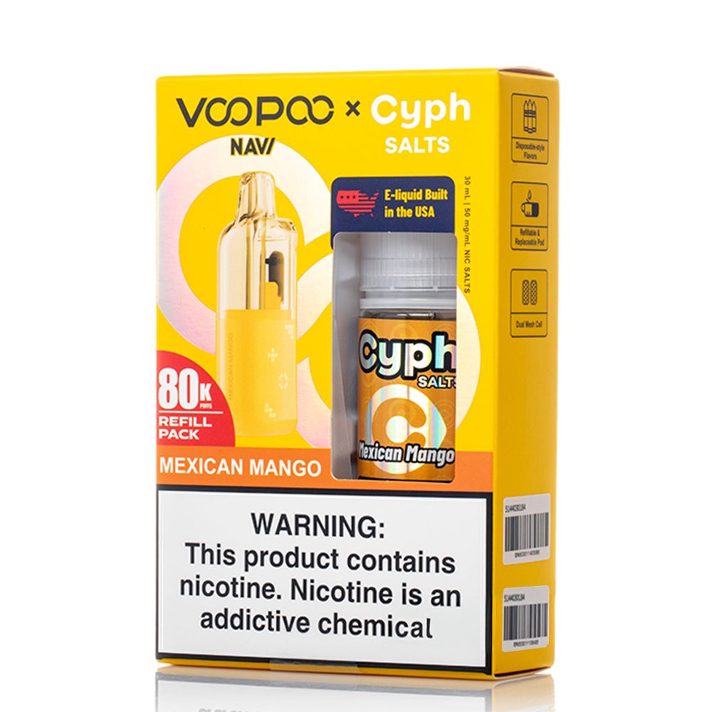 Voopoo Navi 80K Replacement Pod + Cyph Salts 30mL Collab Set mexican mango packaging