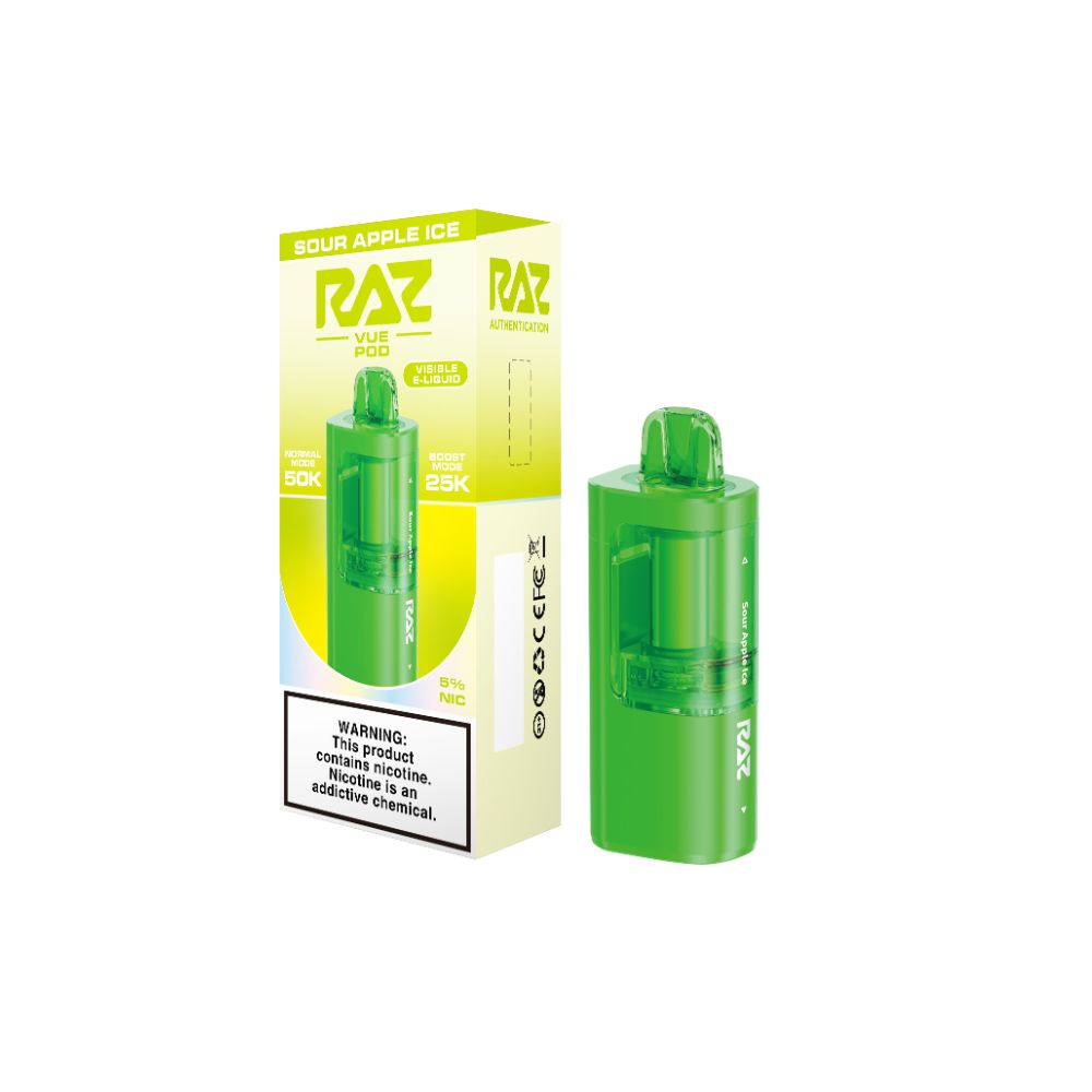 Raz Vue Disposable Pod sour apple ice with packaging