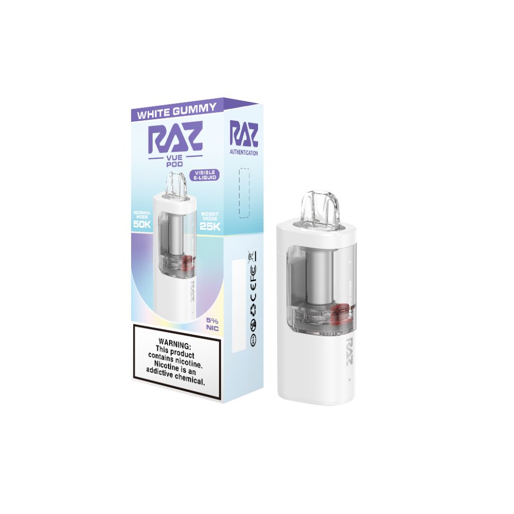 Raz Vue Disposable Pod white gummy with packaging