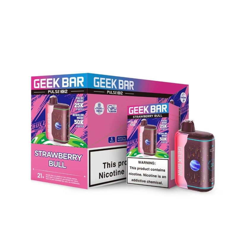 Geek Bar Pulse X2 Disposable strawberry bull with packaging