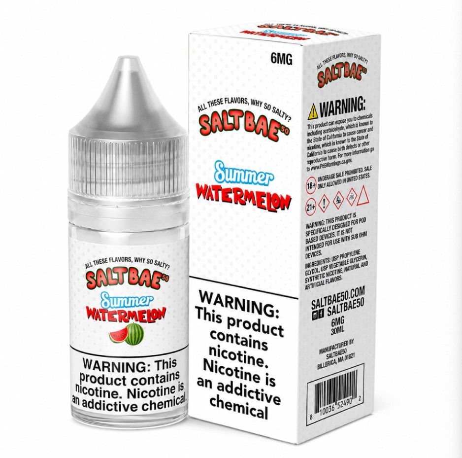 Summer Watermelon Salt Bae 50 Salts 30mL 6mg with packaging