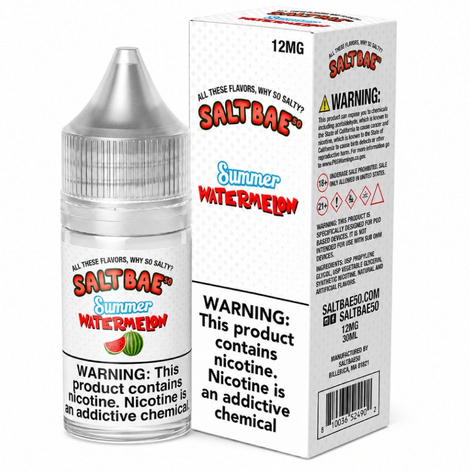 Summer Watermelon Salt Bae 50 Salts 30mL 12mg with packaging