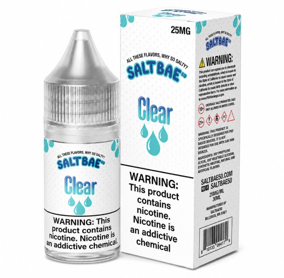 Clear Salt Bae 50 Salts 30mL 25mg with packaging