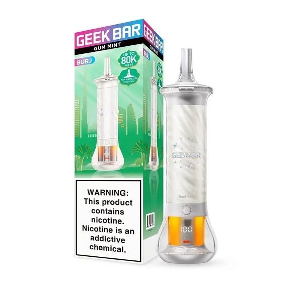Geek Bar Burj Disposable gum mint with packaging