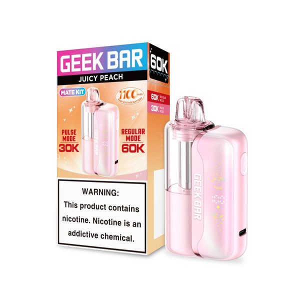 Geek Bar Mate Disposable + Power Dock juicy peach with packaging