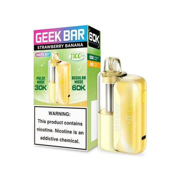 Geek Bar Mate Disposable + Power Dock strawberry banana with packaging