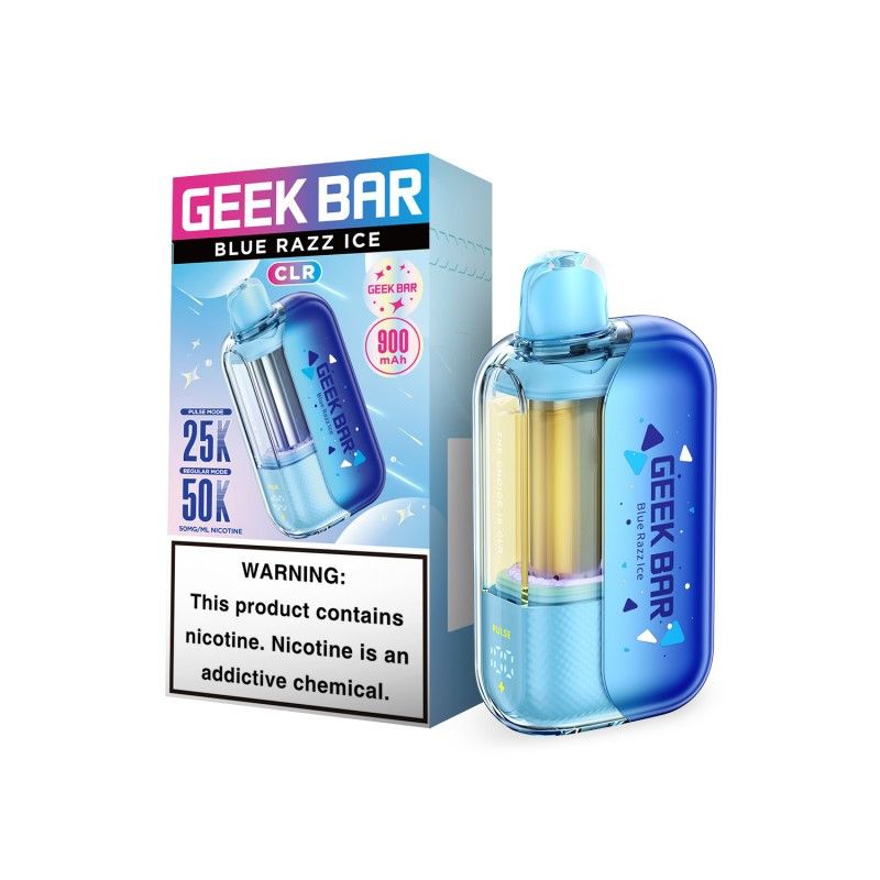Geek Bar Clr Disposable blue razz ice with packaging