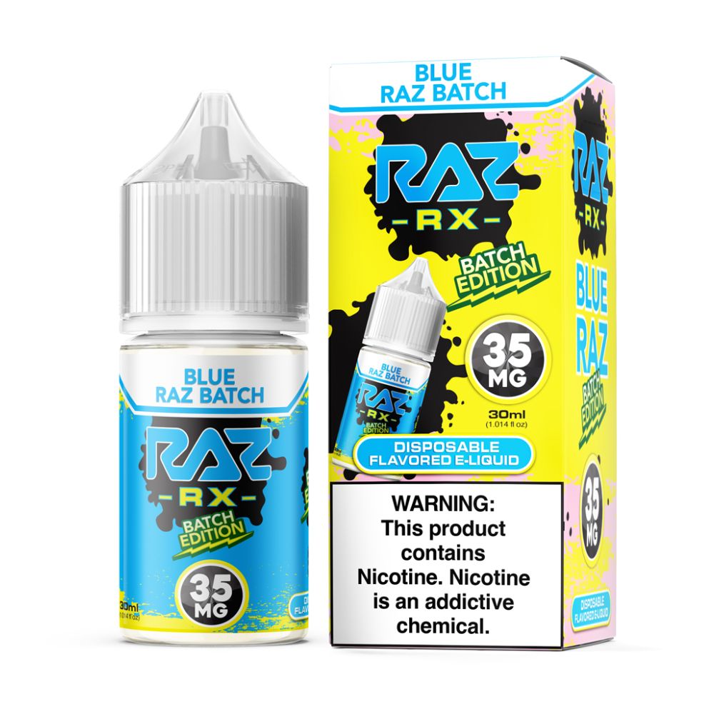 Blue Raz Batch Pod Juice x Raz Batch Edition Salts 30mL 35mg with packaging