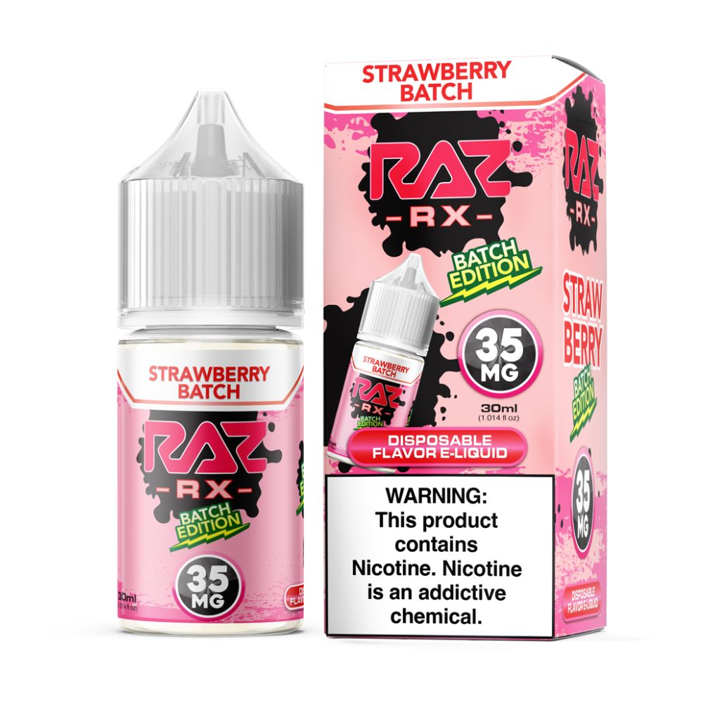 Strawberry Batch Pod Juice x Raz Batch Edition Salts 30mL 35mg with packaging