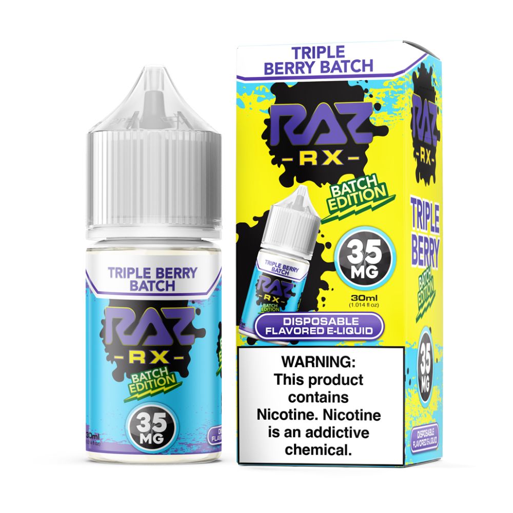 Triple Berry Batch Pod Juice x Raz Batch Edition Salts 30mL 35mg with packaging