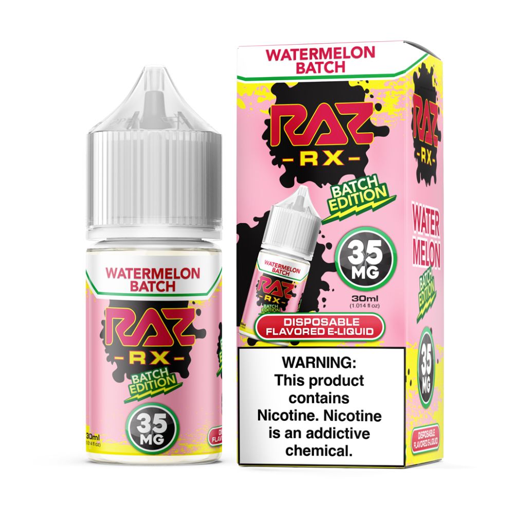 Watermelon Batch Pod Juice x Raz Batch Edition Salts 30mL 35mg with packaging