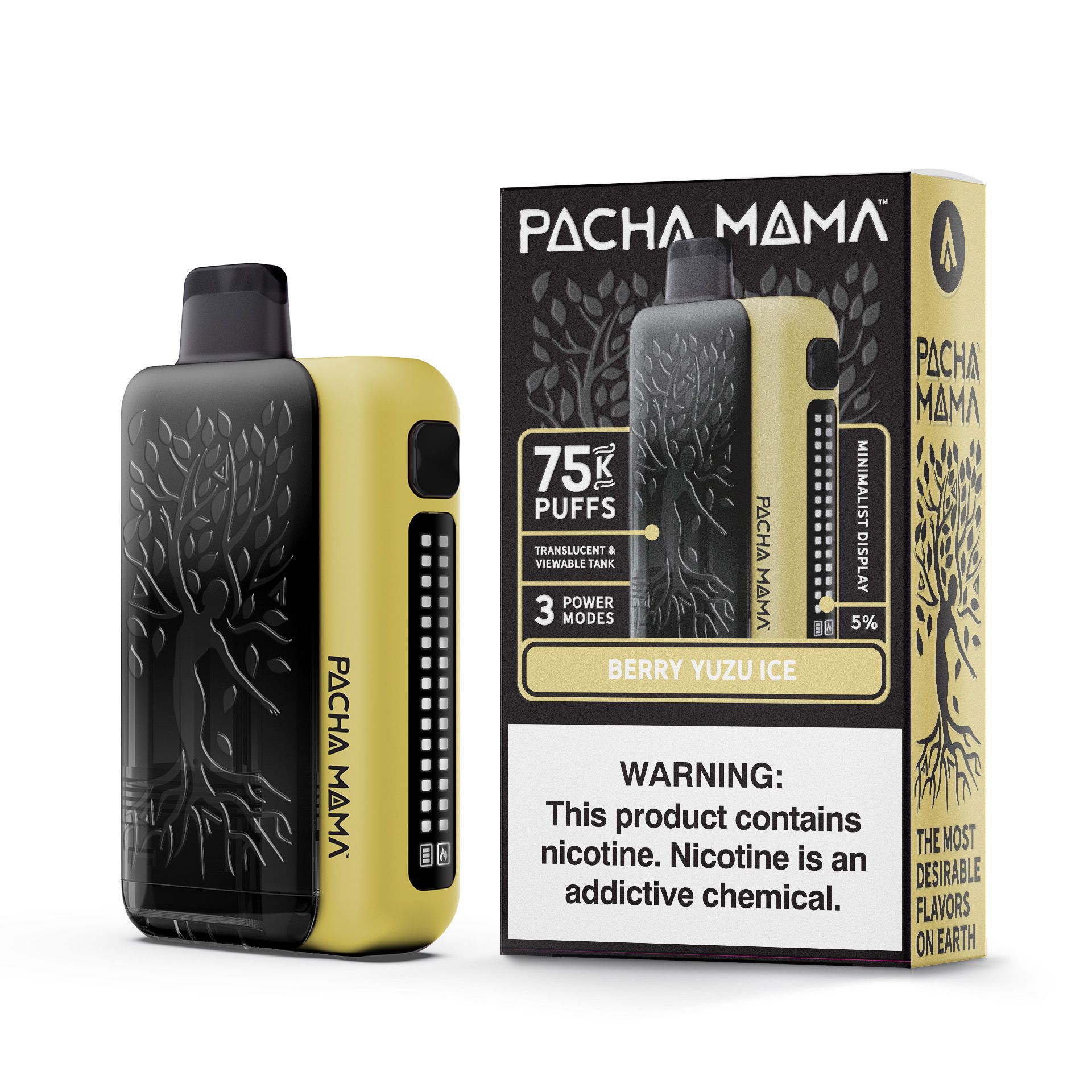 Pachamama 75k Disposable berry yuzu ice with packaging