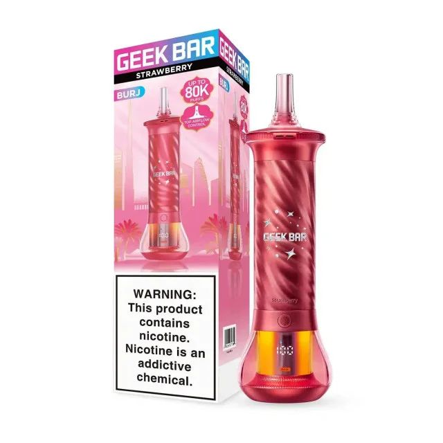 Geek Bar Burj Disposable strawberry with packaging
