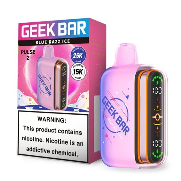 Geek Bar Pulse 2 Disposable blue razz ice with packaging
