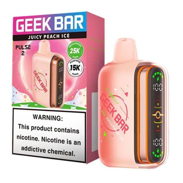 Geek Bar Pulse 2 Disposable juicy peach ice with packaging