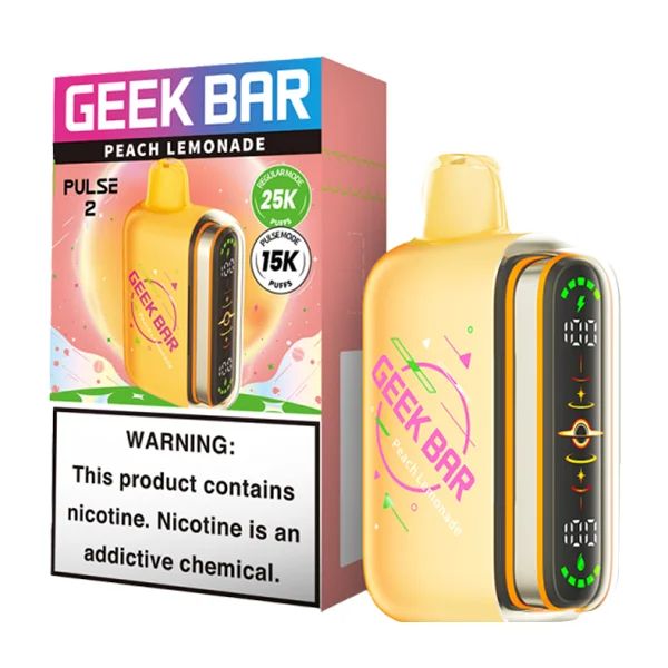 Geek Bar Pulse 2 Disposable peach lemonade with packaging