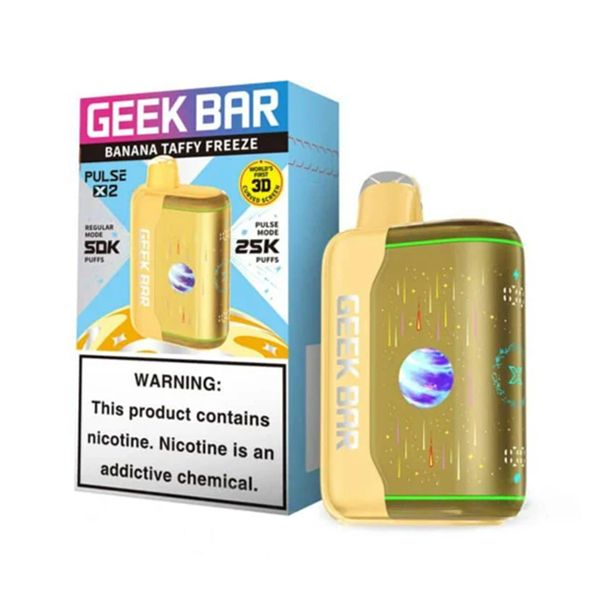 Geek Bar Pulse X2 Disposable banana taffy freeze with packaging