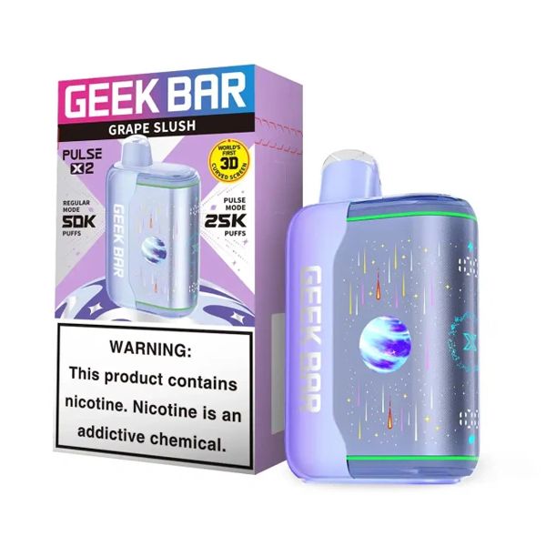 Geek Bar Pulse X2 Disposable grape slush with packaging