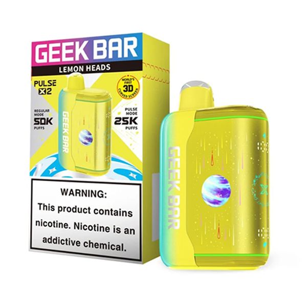 Geek Bar Pulse X2 Disposable lemon heads with packaging