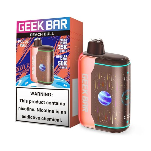 Geek Bar Pulse X2 Disposable peach bull with packaging