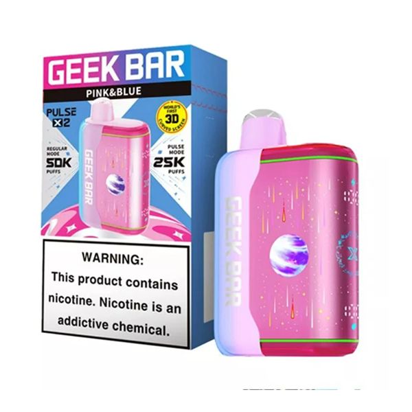 Geek Bar Pulse X2 Disposable pink and blue with packaging