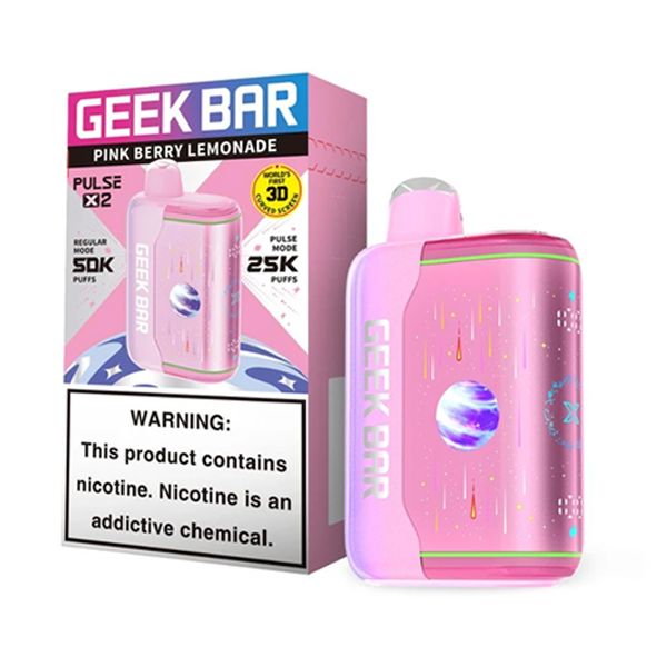 Geek Bar Pulse X2 Disposable pink berry lemonade with packaging