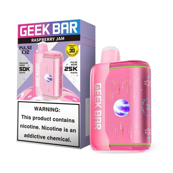 Geek Bar Pulse X2 Disposable raspberry jam with packaging