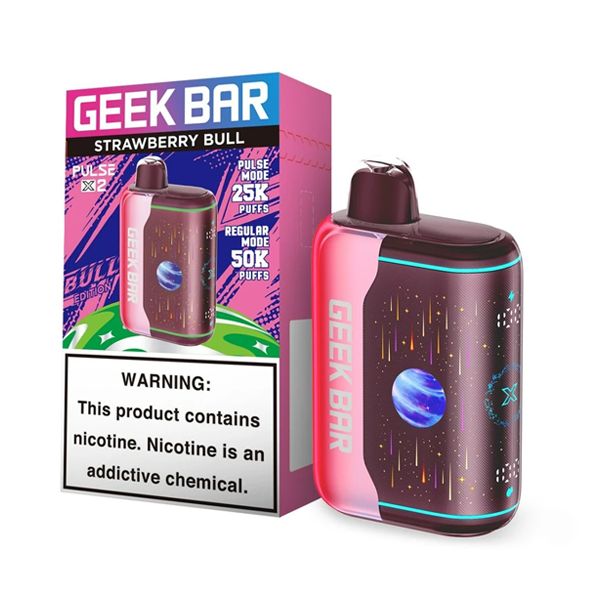 Geek Bar Pulse X2 Disposable strawberry bull with packaging
