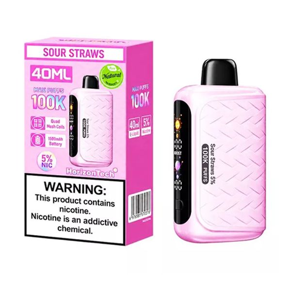 Horizon 100K Disposable sour straws with packaging