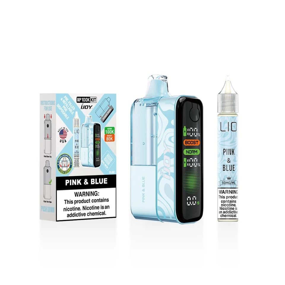 iJoy XP100K Disposable + 15mL (LIQ Salt) pink and blue with packaging