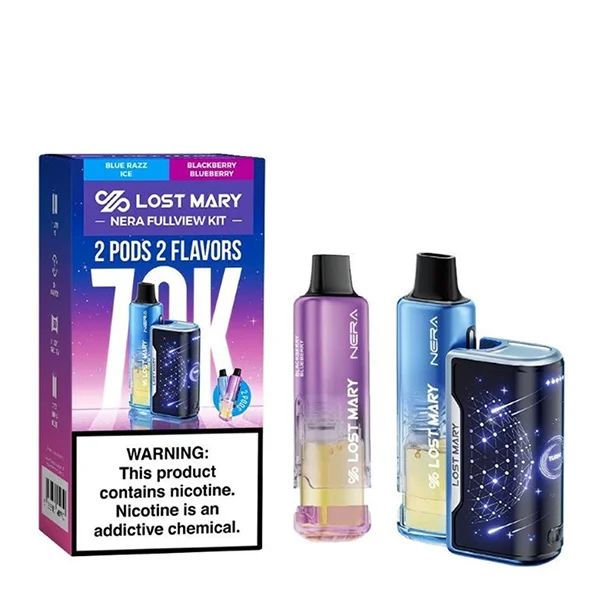 Lost Mary Nera Fullview Kit Disposable blue razz ice blackberry raspberry with packaging