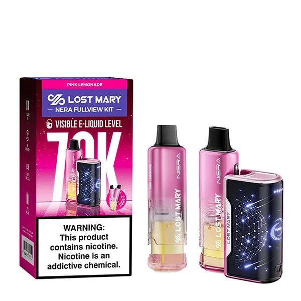Lost Mary Nera Fullview Kit Disposable pink lemonade with packaging