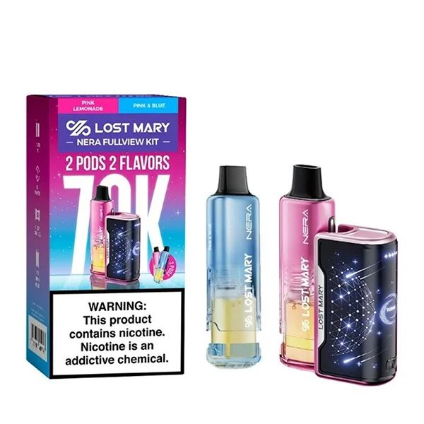Lost Mary Nera Fullview Kit Disposable pink lemonade pink and blue with packaging