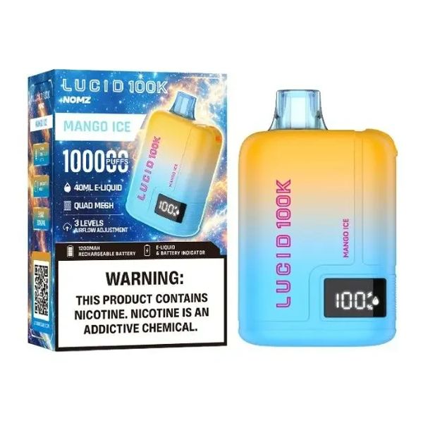 Lucid Nomz Disposable mango ice with packaging