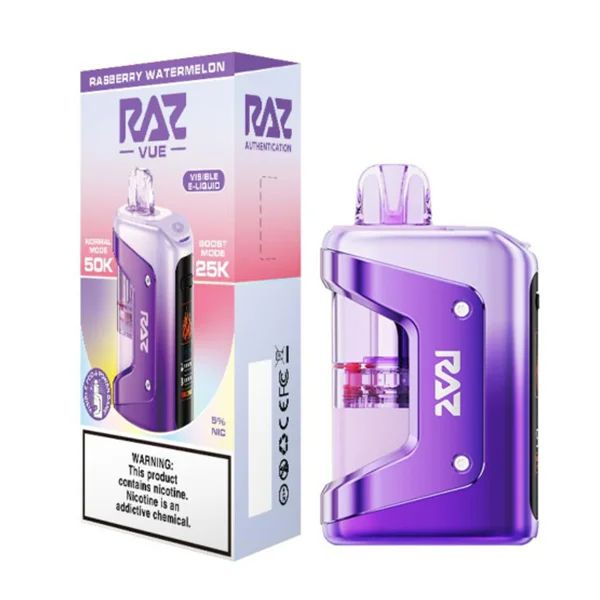 Raz Vue Disposable + Power Dock raspberry watermelon with packaging