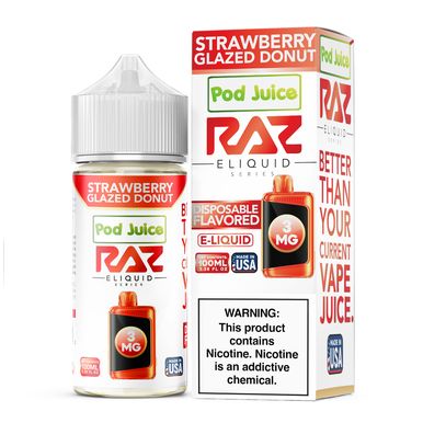 Strawberry Glazed Donut Pod Juice x RAZ 100mL with packaging