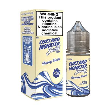 Blueberry Vanilla Monster Vape Labs Custard Swirl Series Salts 30mL with packaging