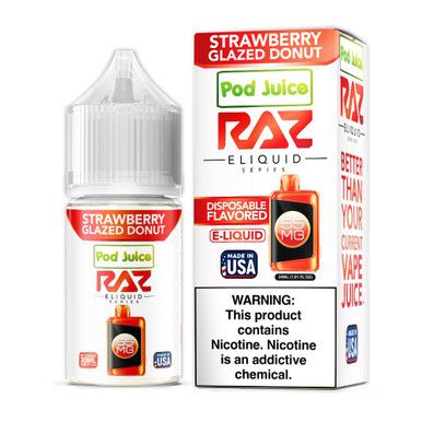 Strawberry Glazed Donut Pod Juice x RAZ Salts 30ml with Packaging