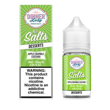 Apple Crumble Custard Dinner Lady TFN Salts 30mL with packaging