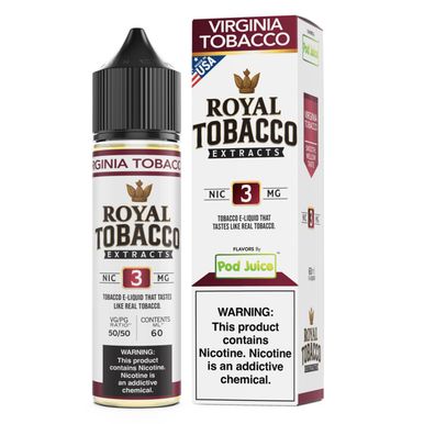 Virginia Tobacco Pod Juice x Royal Tobacco Extracts 60mL with packaging