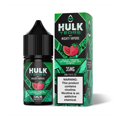 Hulk Tears Straw Melon Chew Mighty Vapors Salts 30mL with packaging