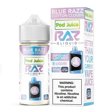 Blue Razz Cotton Clouds Pod Juice x RAZ 100mL thumbnail